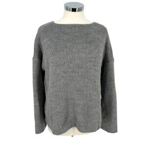 Theory Faux Fur Cozy Pullover Faux Fur Sweater Gray Size Medium